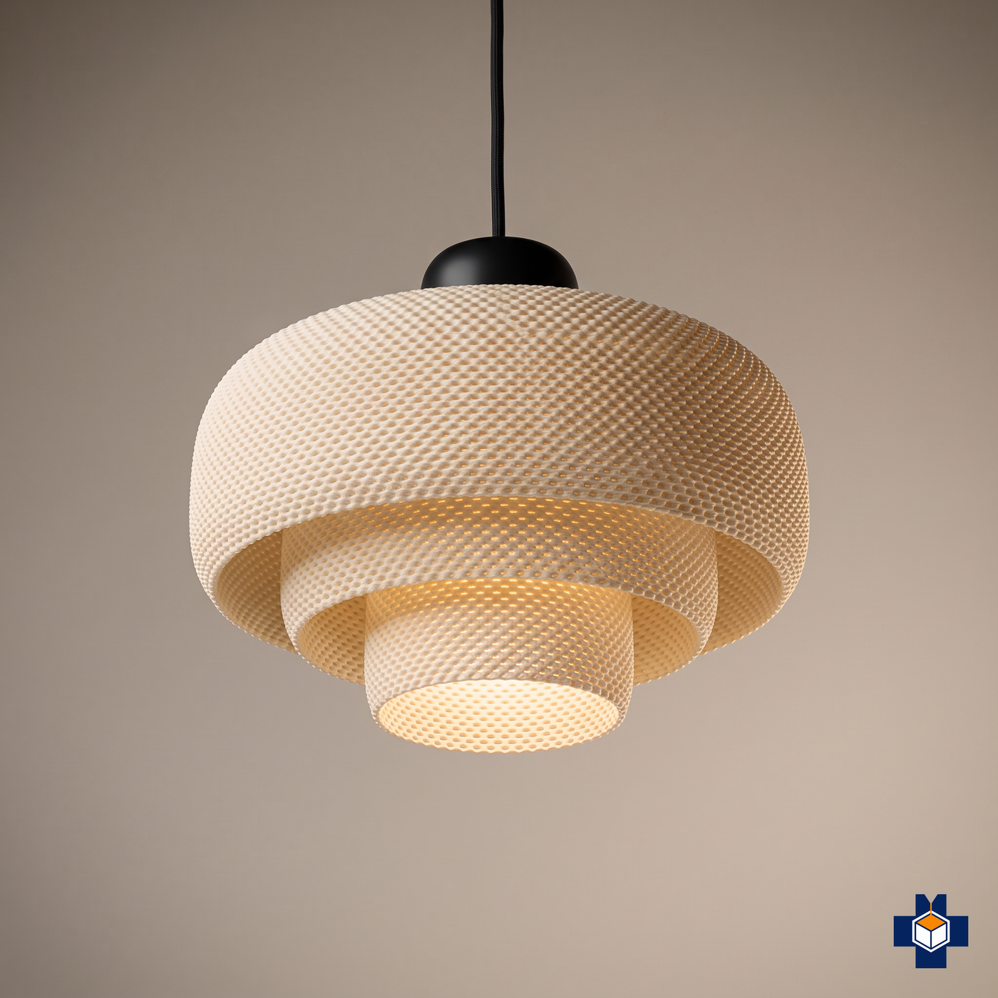 LUCIANA pendant from a three-quarter angle, stacked tiers visible