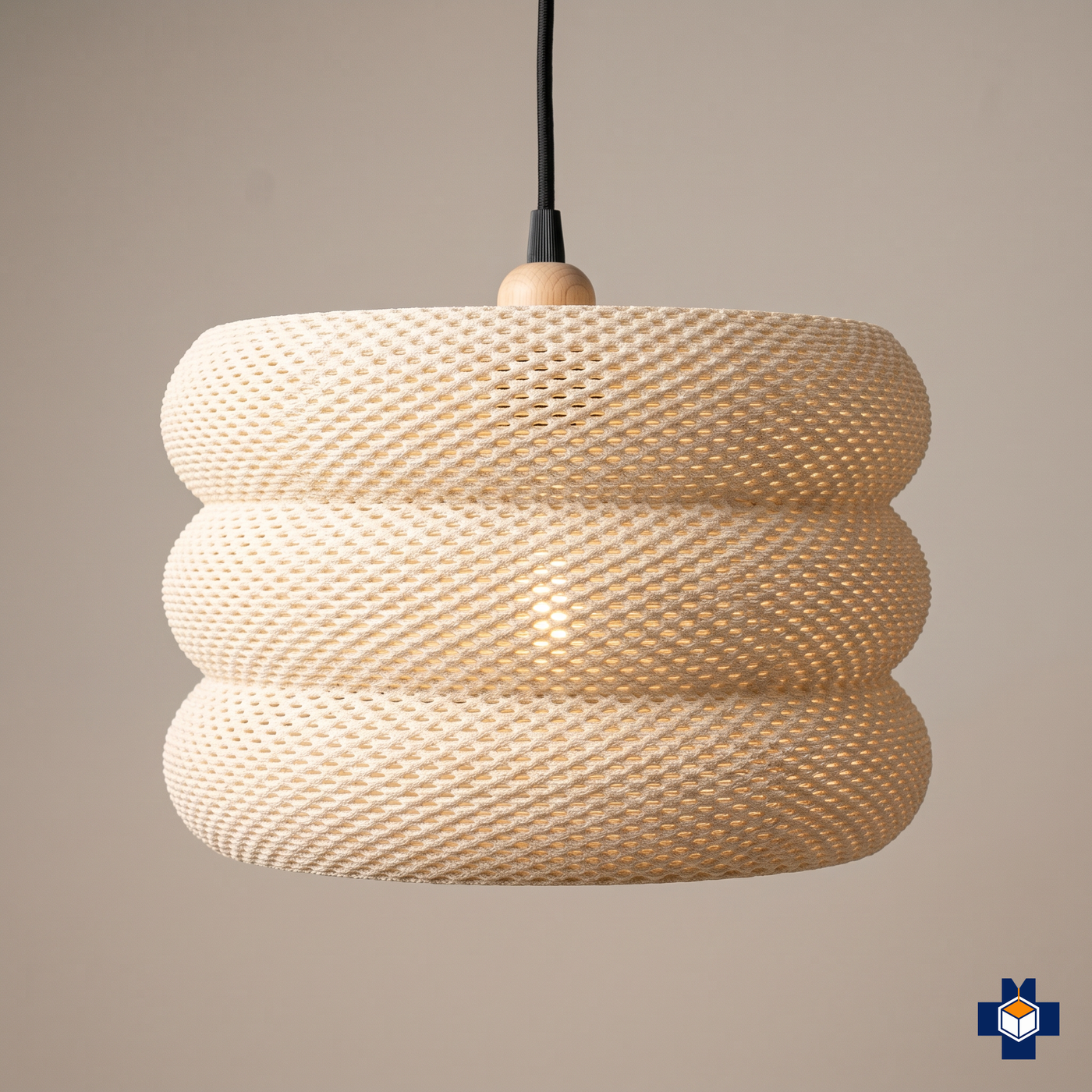 MARA ribbed drum pendant light, ivory, main view