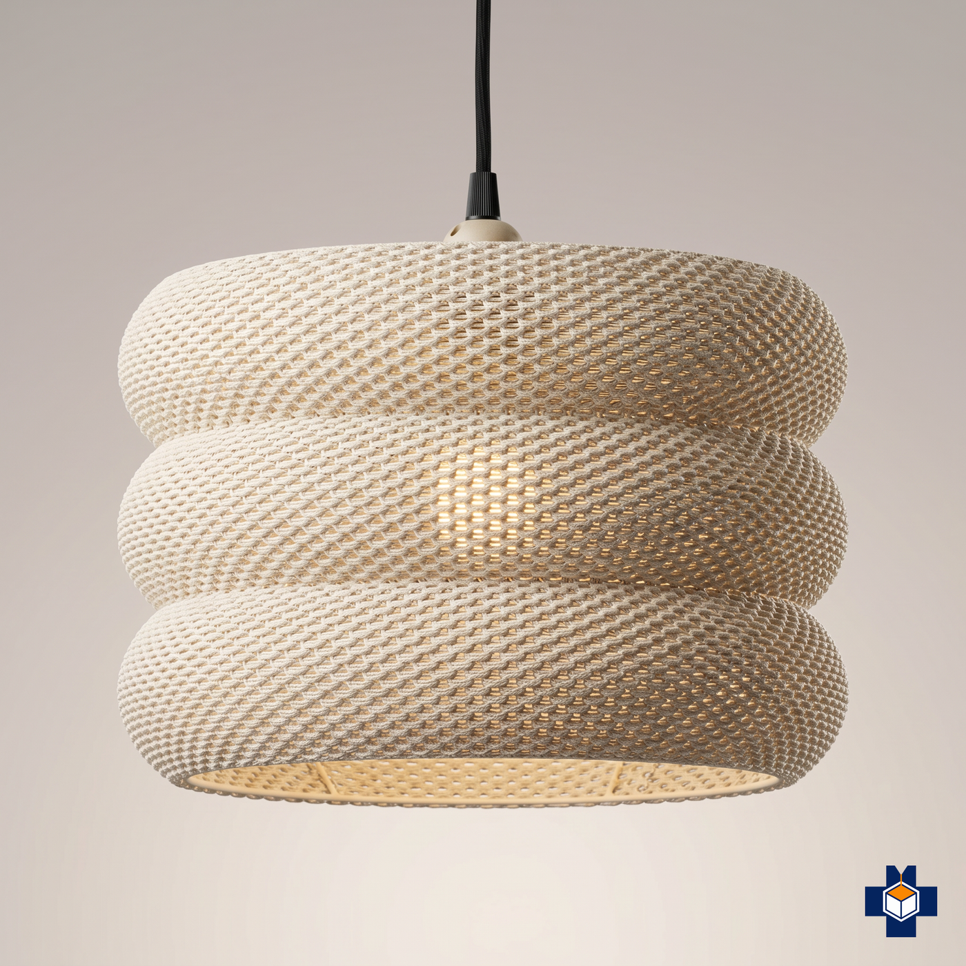 MARA ribbed drum pendant light, angled view
