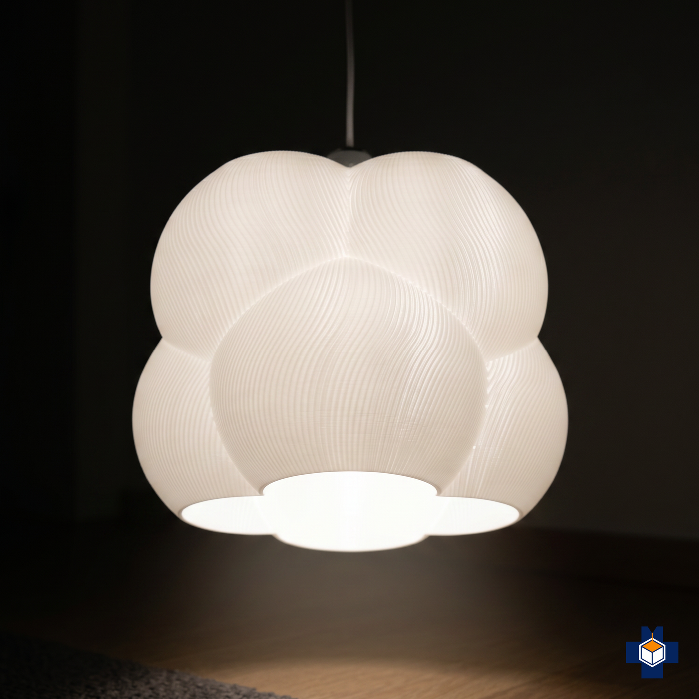 NIMBUS cloud pendant glowing softly at night