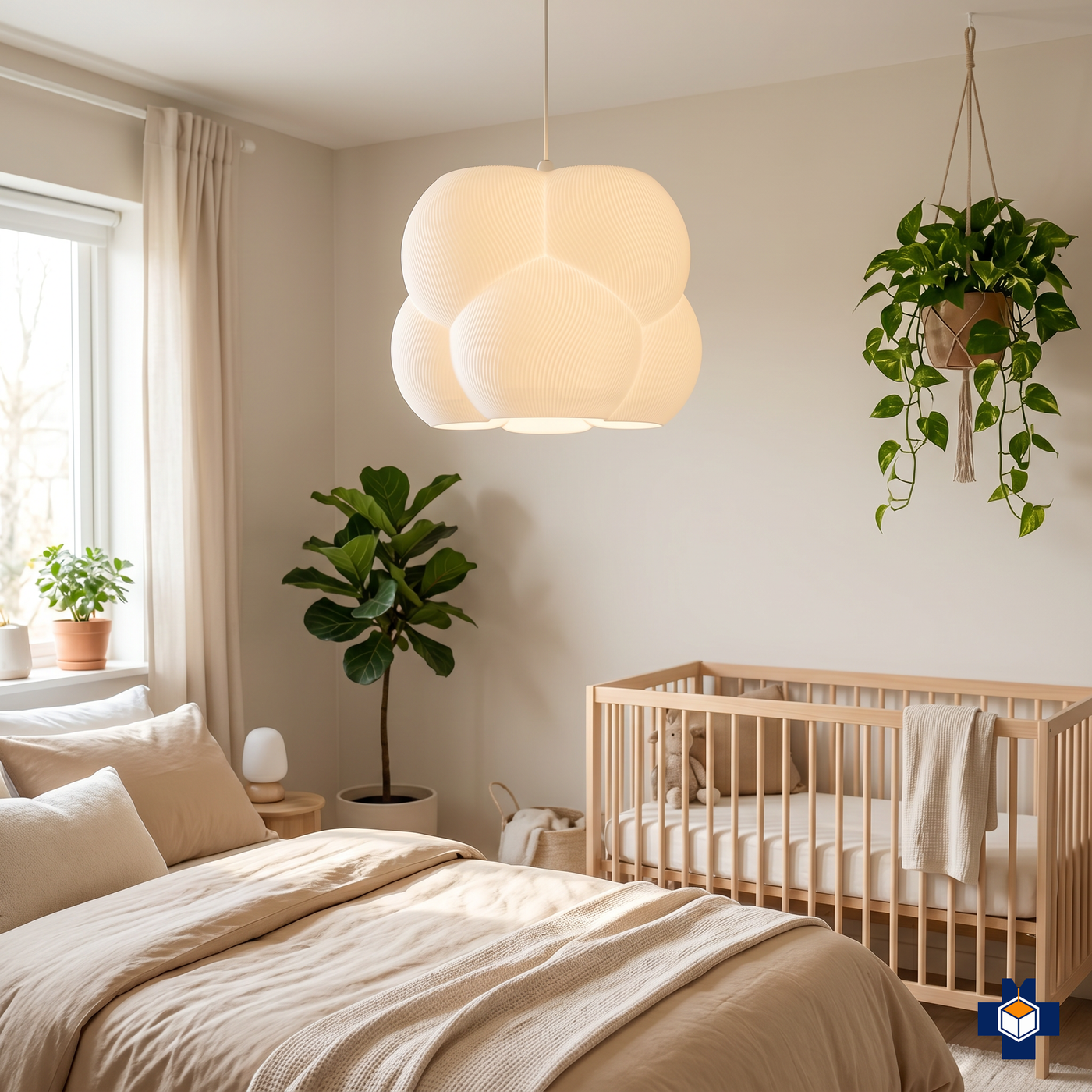 NIMBUS cloud pendant light in a serene bedroom nursery