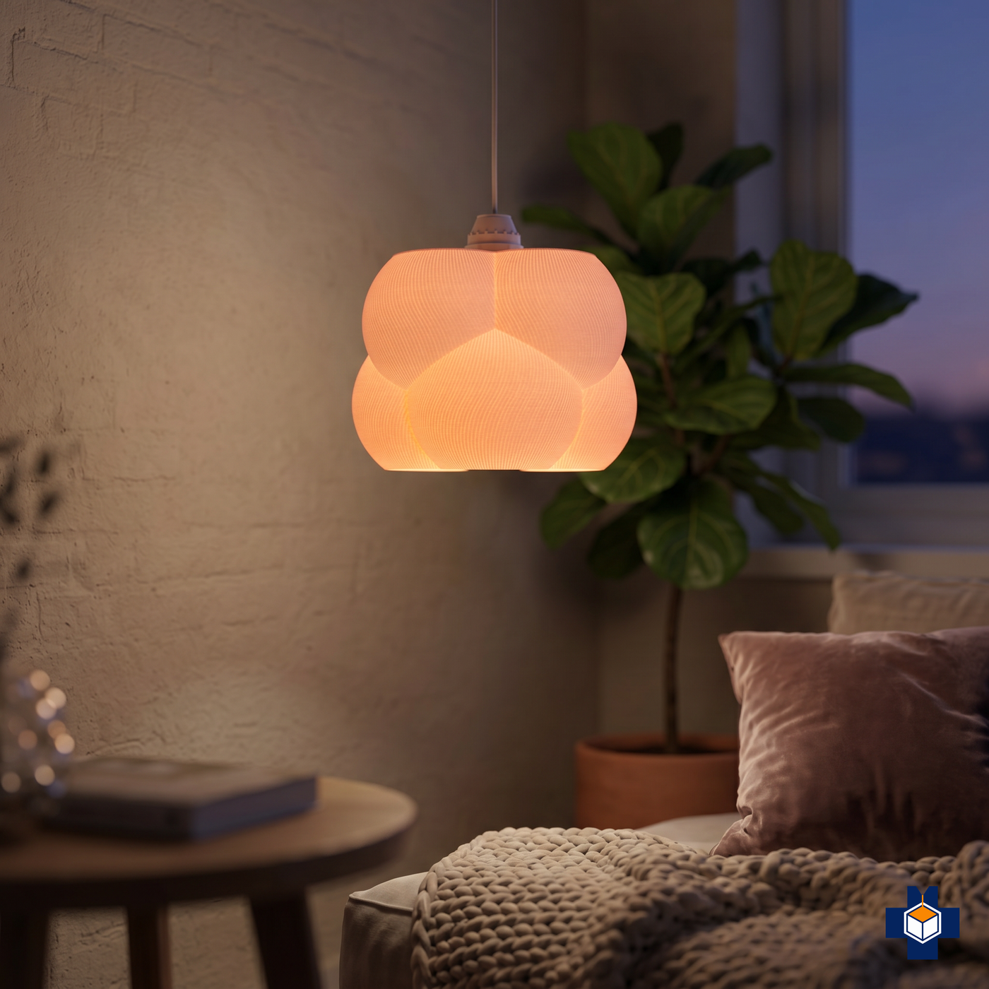 NIMBUS cloud pendant light glowing in a cozy corner
