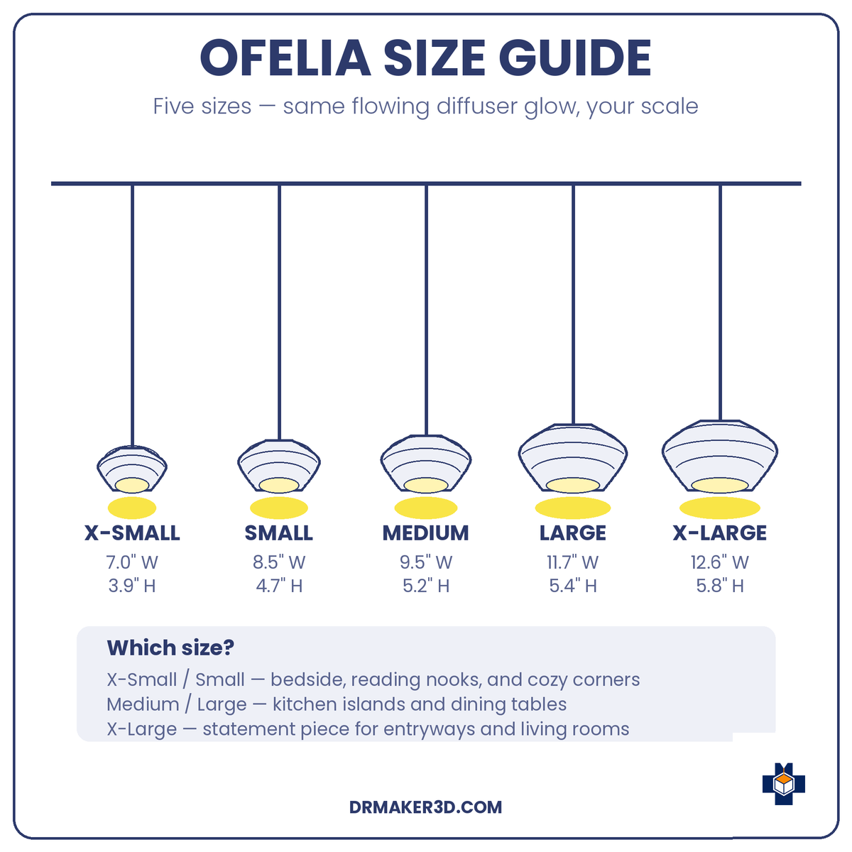 OFELIA pendant size guide