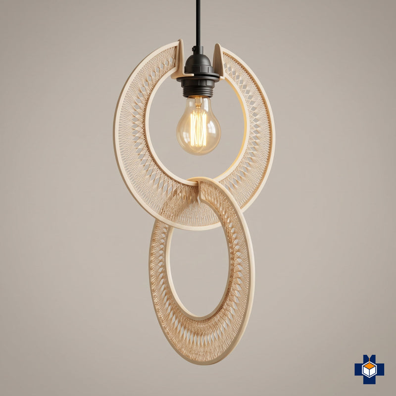 ORB interlocking woven-ring pendant light, ivory, main view