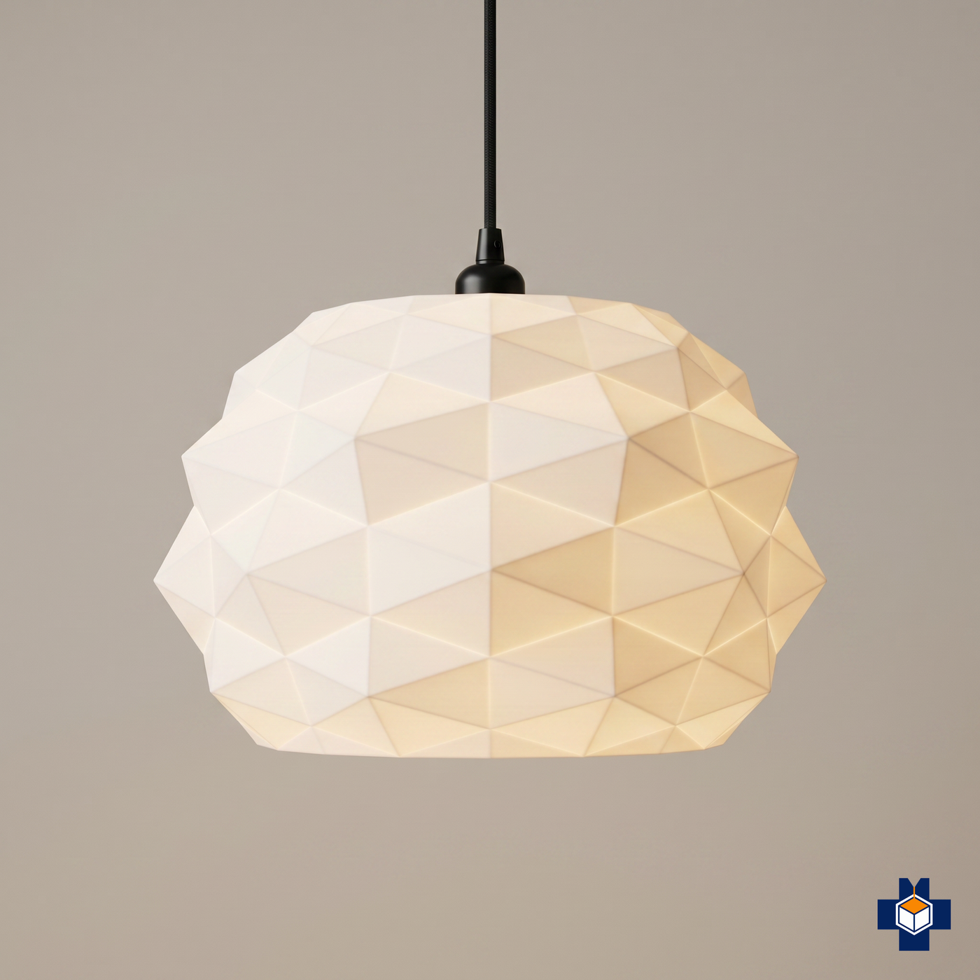 POLY faceted geodesic dome pendant light, ivory white, main view