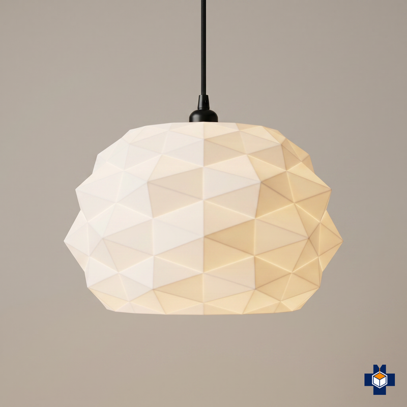POLY faceted geodesic dome pendant light, ivory white, main view