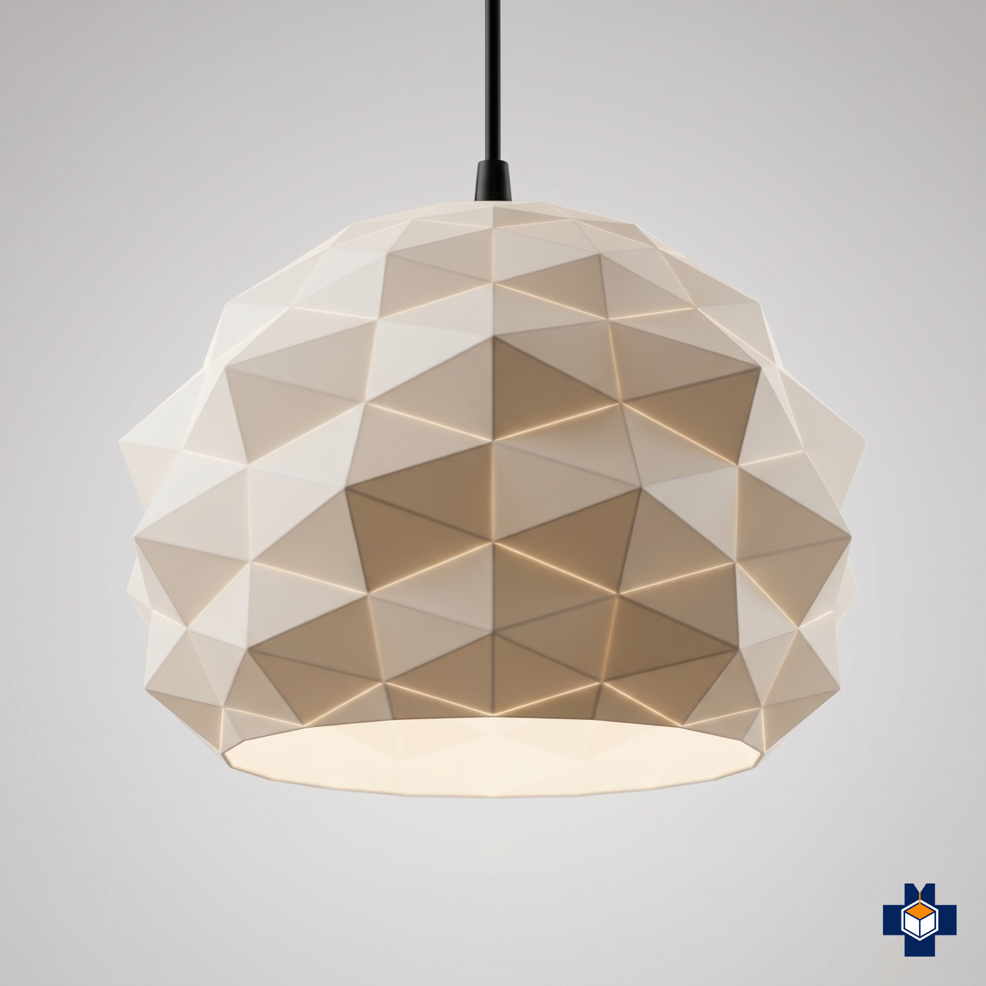 POLY faceted dome pendant light, angled view