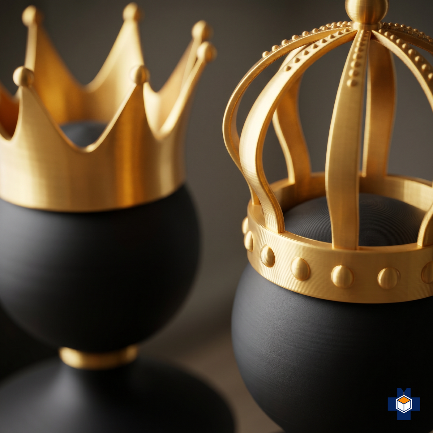 ROYALTY chess piece, gold crown and accent detail