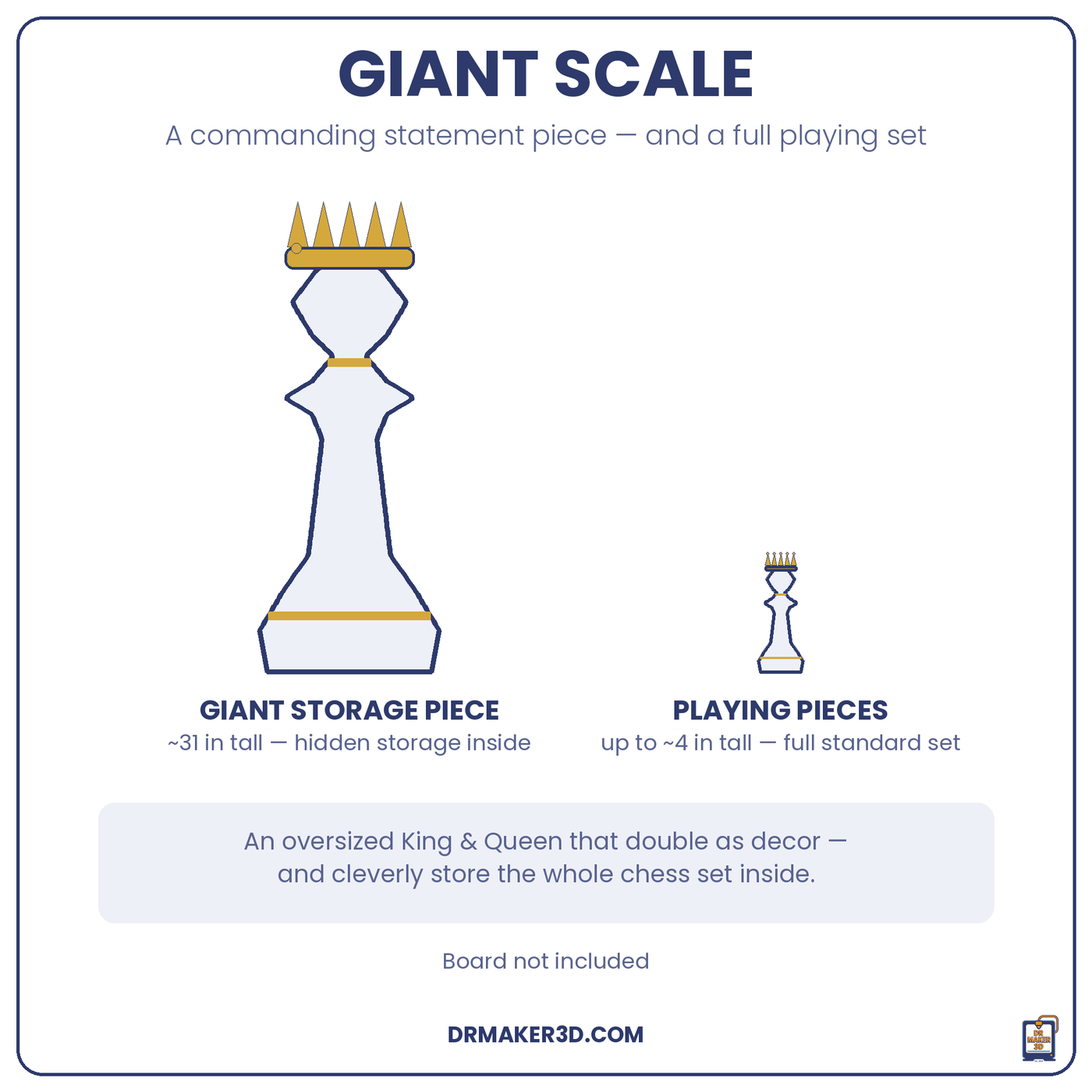ROYALTY giant scale: 31 inch statement piece vs standard playing pieces