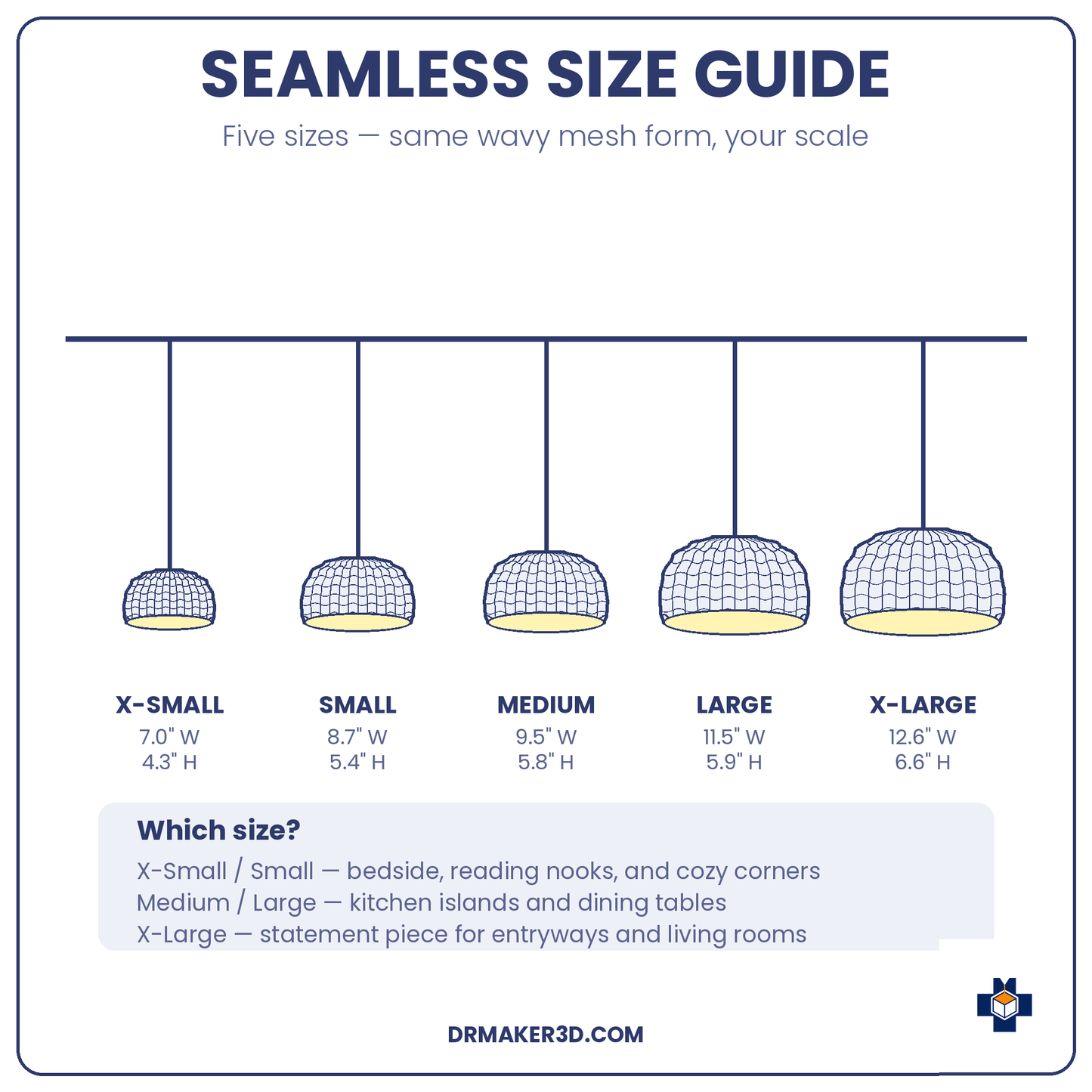 SEAMLESS pendant size guide