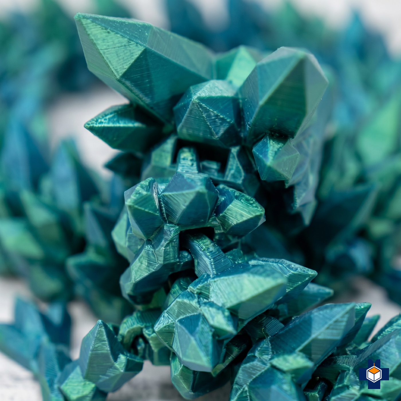 SPARK crystal dragon, faceted head and scale close-up