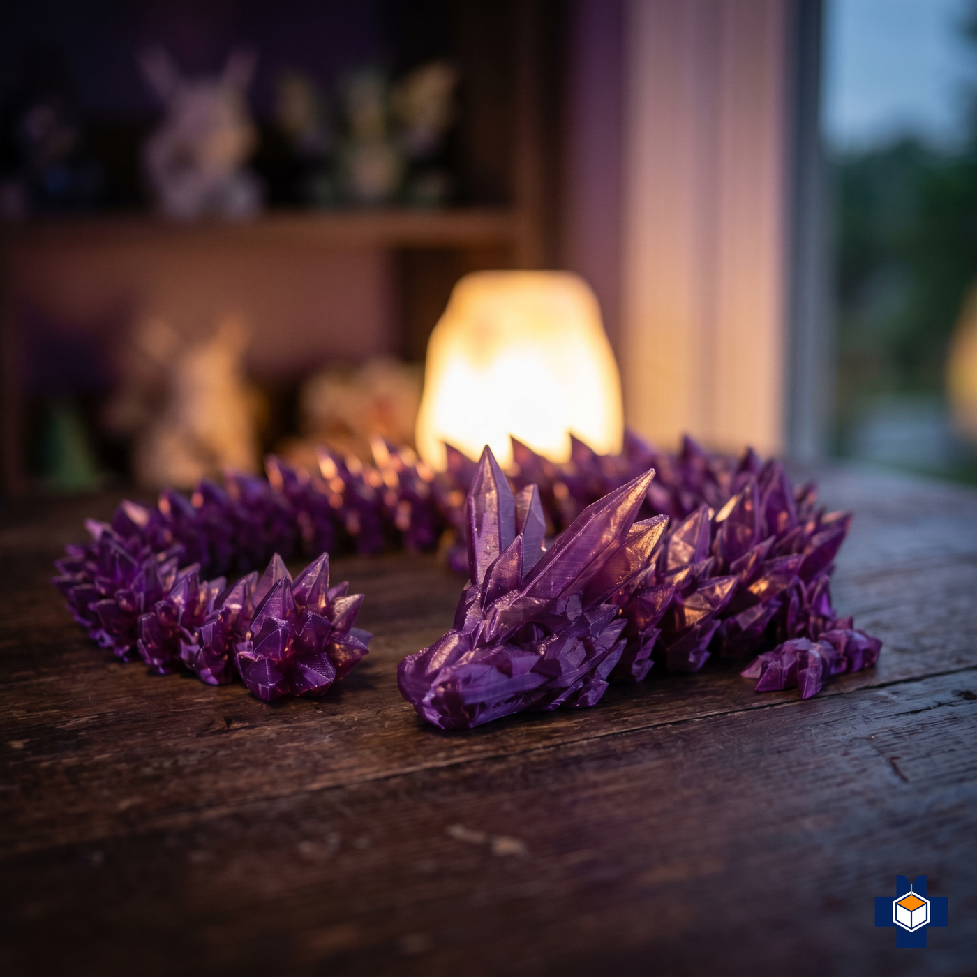 SPARK crystal dragon glowing in an ambient fantasy setting
