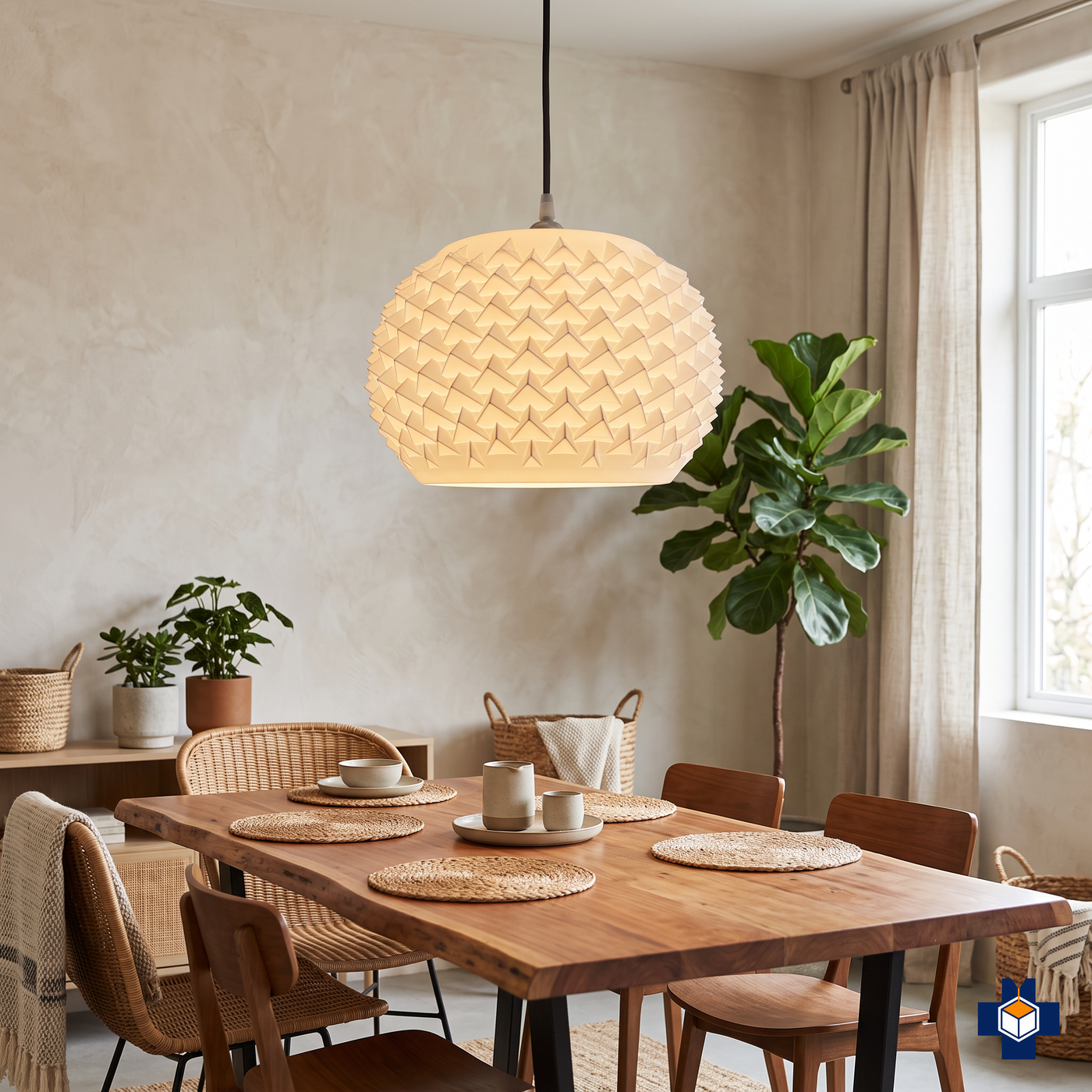 SPIKE spiked dome pendant light over a dining table