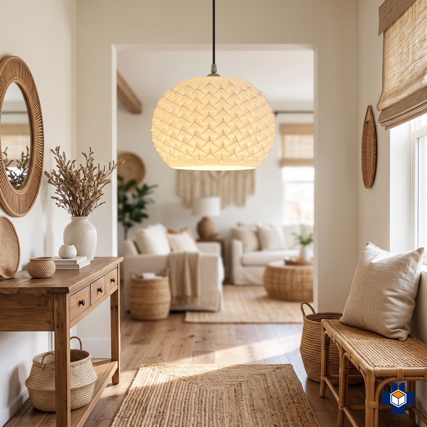 SPIKE spiked dome pendant light in an entryway