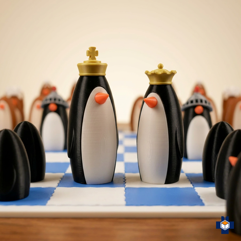 TUXEDO chess set, dramatic lighting