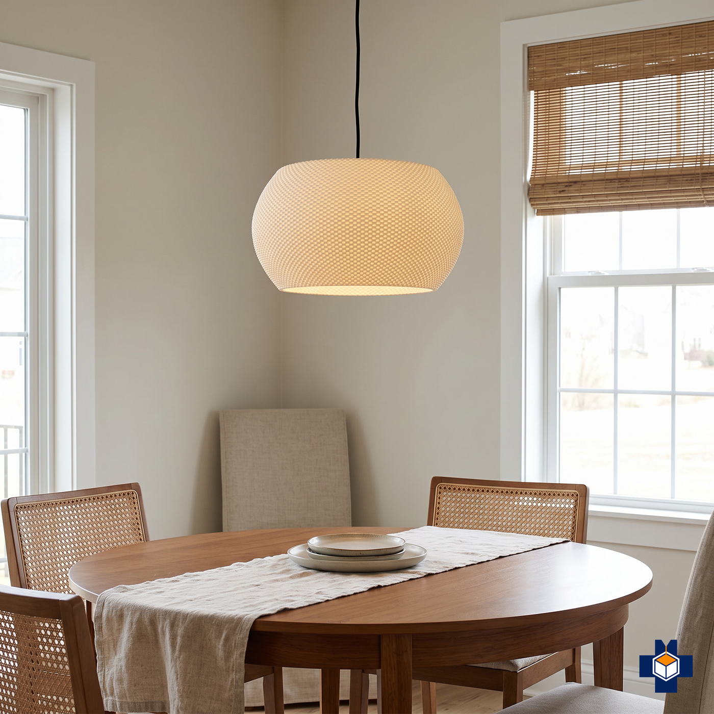 VALO pebble pendant light over a dining table