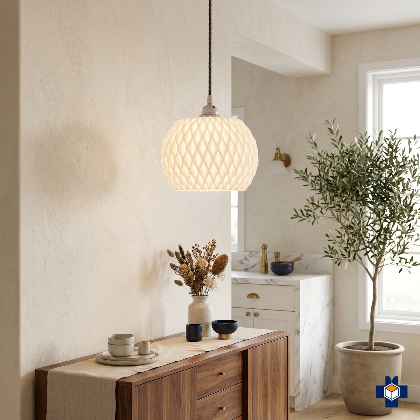 WAVY pendant in a bright room