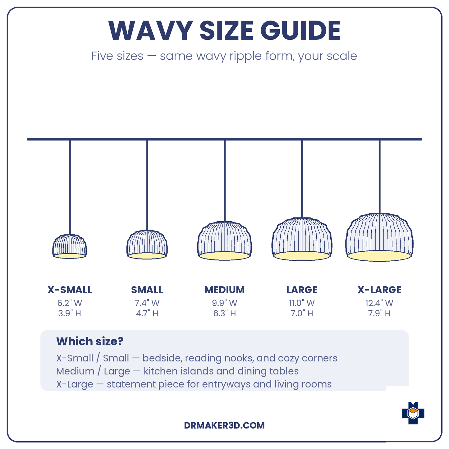 WAVY pendant size guide