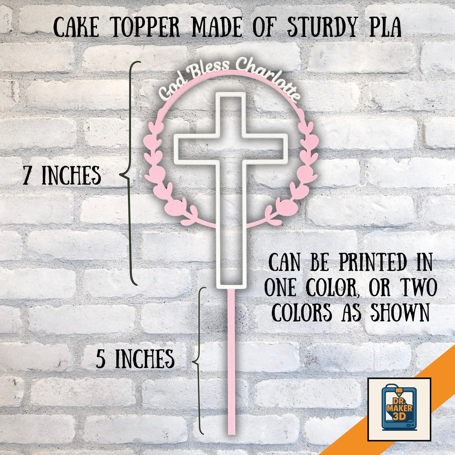 GRACE | Personalized God Bless Cake Topper - Choice of Colors