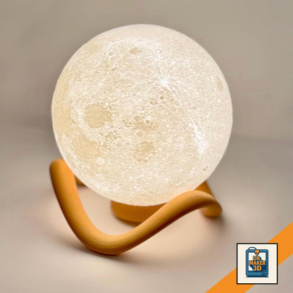 CRATER | 3D Printed Moon Table Lamp, Lunar Globe Night Light, Bedroom Space Decor Gift