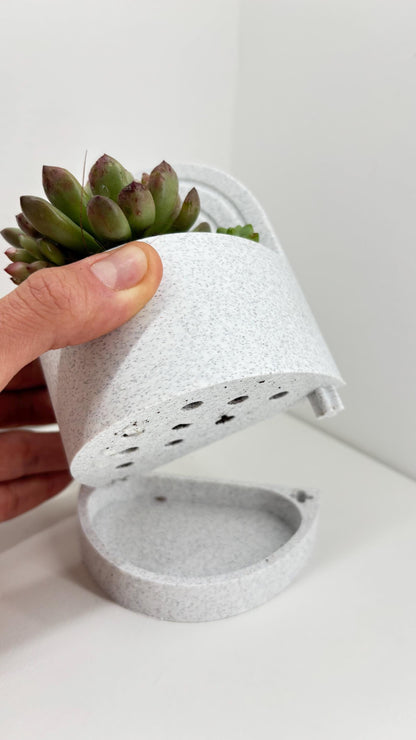ROOT | 3D Printed Bookend Planter, Succulent Pot with Water Reservoir, Desk Shelf Decor Gift