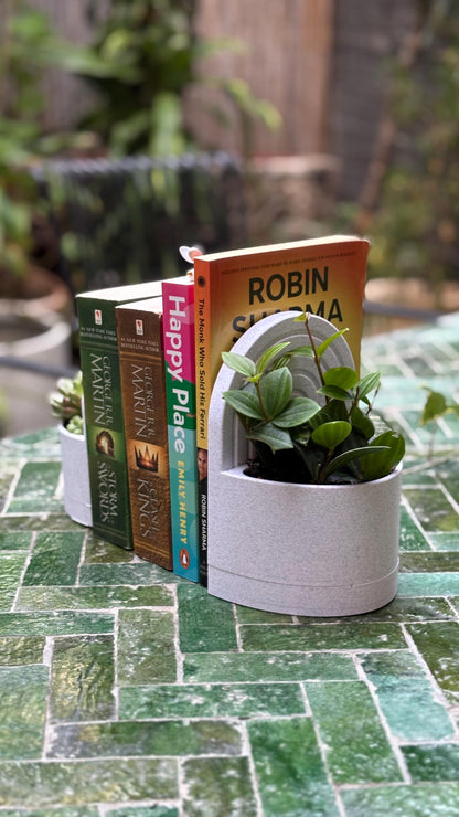 ROOT | 3D Printed Bookend Planter, Succulent Pot with Water Reservoir, Desk Shelf Decor Gift