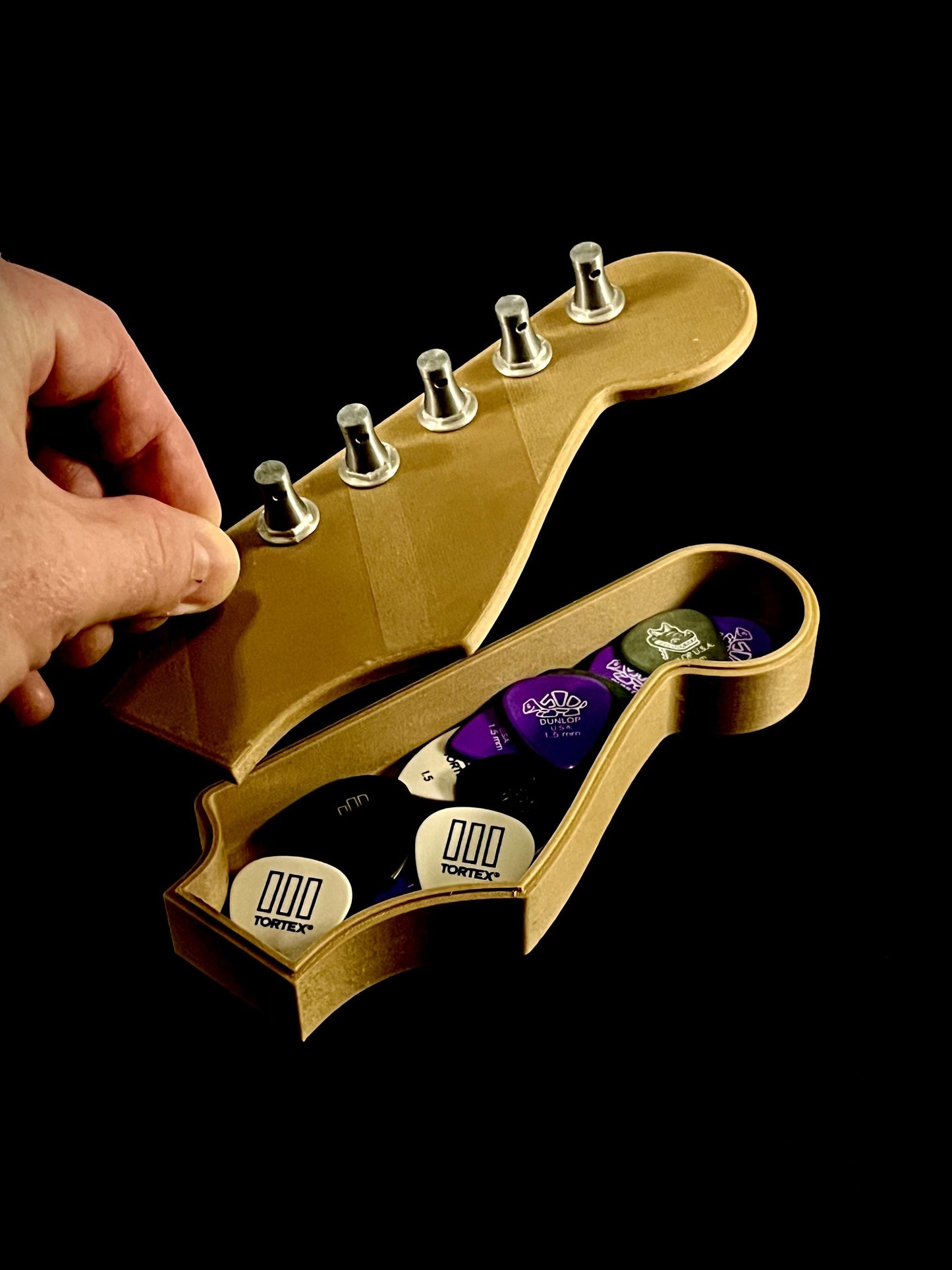 FENDRIX | Fender Headstock Guitar Pick Box - Custom Musical Organizer, Choice of Size and Color