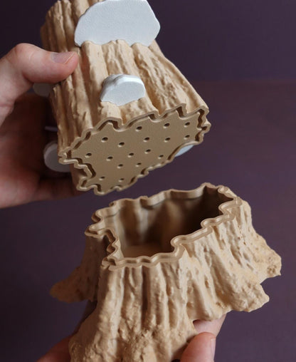 FUNGEE | 3D Printed Mushroom Tree Stump Planter, Cottagecore Succulent Pot, Desk Decor Gift