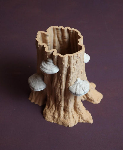 FUNGEE | 3D Printed Mushroom Tree Stump Planter, Cottagecore Succulent Pot, Desk Decor Gift
