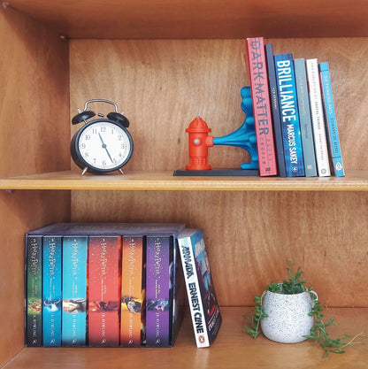 RED | 3D Printed Fire Hydrant Bookend, Weighted Bookshelf Decor, Dog Lover Firefighter Gift