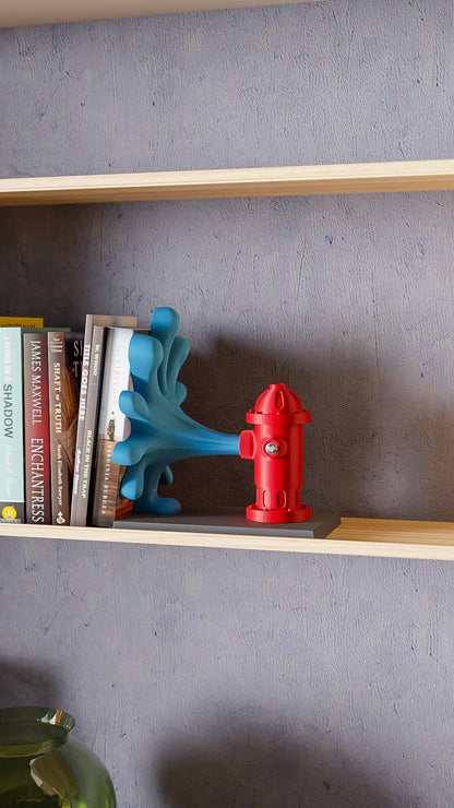 RED | 3D Printed Fire Hydrant Bookend, Weighted Bookshelf Decor, Dog Lover Firefighter Gift