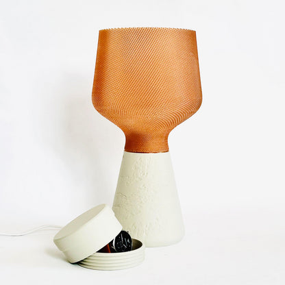CALIZ | 3D Printed Table Lamp with Hidden Storage, Woven Boho Bedside Light, Bedroom Desk Lamp