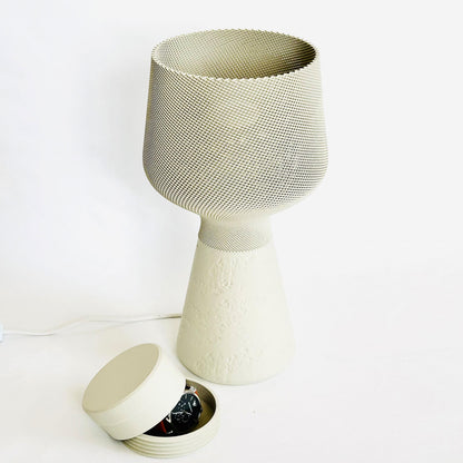 CALIZ | 3D Printed Table Lamp with Hidden Storage, Woven Boho Bedside Light, Bedroom Desk Lamp