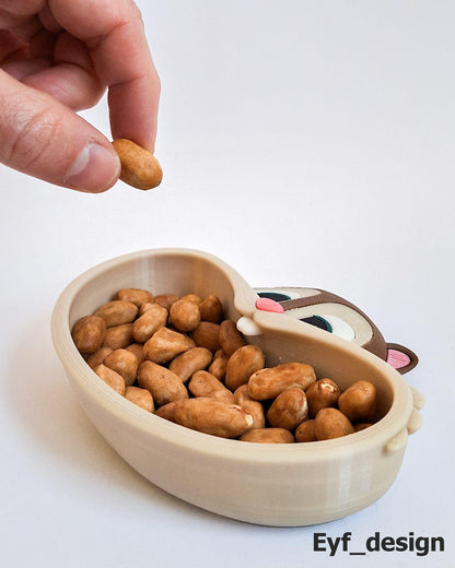 NIBBLER | 3D Printed Squirrel Snack Bowl, Woodland Candy Nut Dish, Animal Kitchen Decor Gift