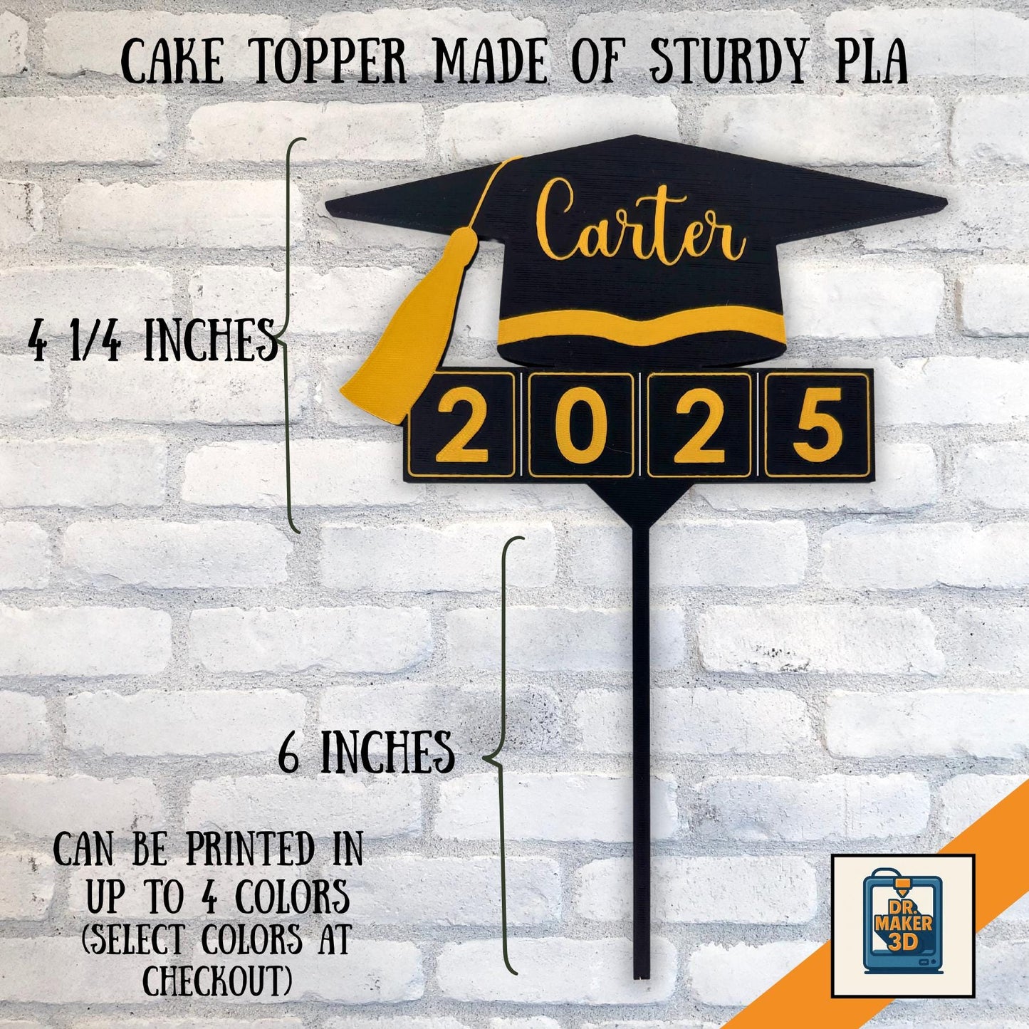 TASSEL | Class of 2025 Graduation Cake Topper, Custom Name & Year, 3D Printed Keepsake for Grad Party, High School, College, University