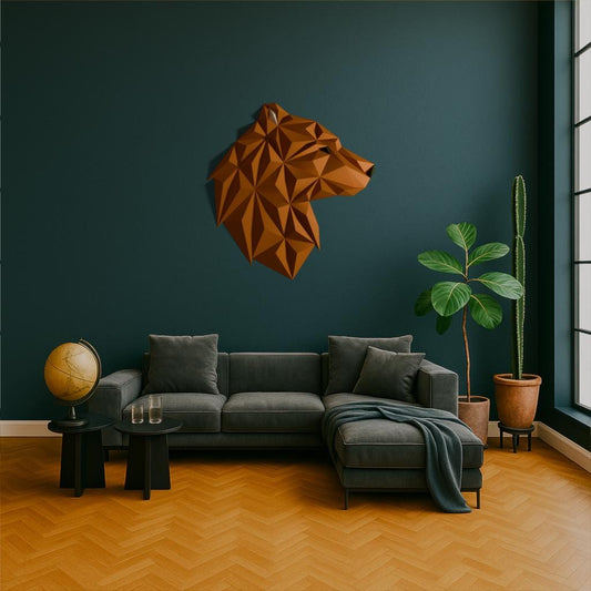 GRIZZLY | Geometric Bear Head Wall Art - Polygon Faux Taxidermy, Choice of Colors