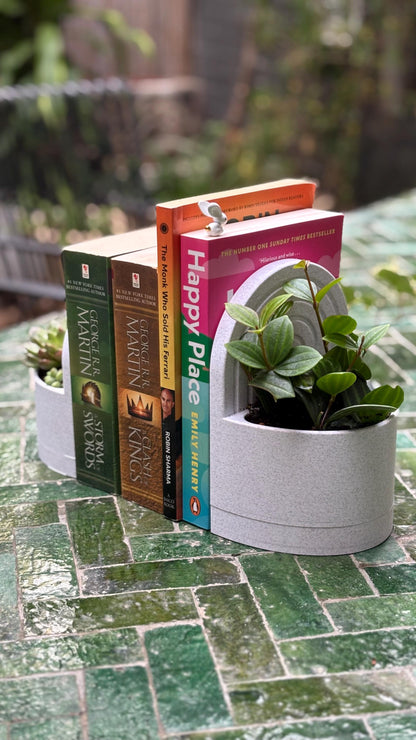 ROOT | 3D Printed Bookend Planter, Succulent Pot with Water Reservoir, Desk Shelf Decor Gift