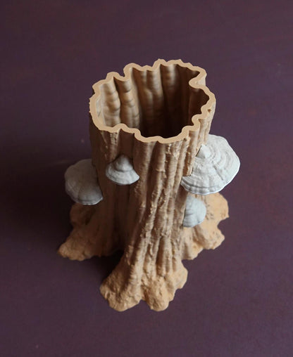 FUNGEE | 3D Printed Mushroom Tree Stump Planter, Cottagecore Succulent Pot, Desk Decor Gift