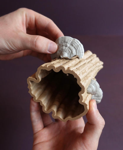 FUNGEE | 3D Printed Mushroom Tree Stump Planter, Cottagecore Succulent Pot, Desk Decor Gift