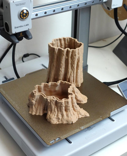 FUNGEE | 3D Printed Mushroom Tree Stump Planter, Cottagecore Succulent Pot, Desk Decor Gift