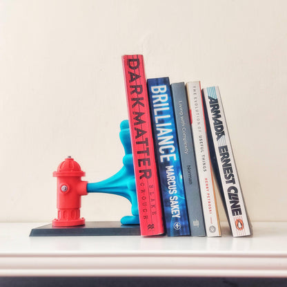 RED | 3D Printed Fire Hydrant Bookend, Weighted Bookshelf Decor, Dog Lover Firefighter Gift