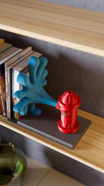 RED | 3D Printed Fire Hydrant Bookend, Weighted Bookshelf Decor, Dog Lover Firefighter Gift