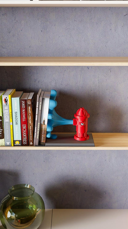 RED | 3D Printed Fire Hydrant Bookend, Weighted Bookshelf Decor, Dog Lover Firefighter Gift