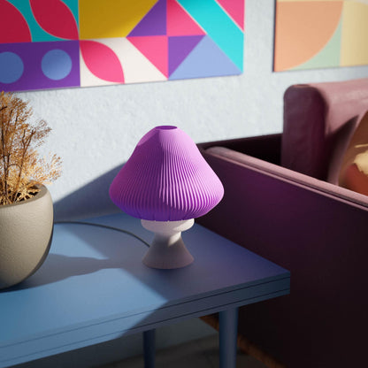 GROOVE | 3D Printed Retro Mushroom Table Lamp, Cottagecore Boho Night Light, Bedroom Desk Lamp