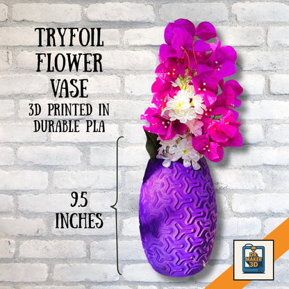 TREFOIL | 3D Printed Geometric Flower Vase, Modern Home Decor Centerpiece, Housewarming Gift