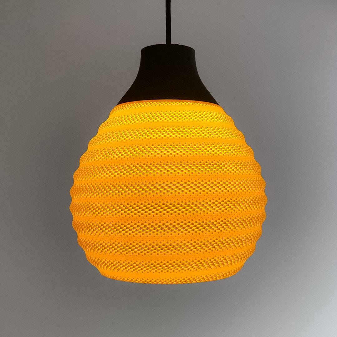 CORA | 3D Printed Woven Teardrop Pendant Light, Retro Boho Hanging Lamp Shade, Ceiling Light