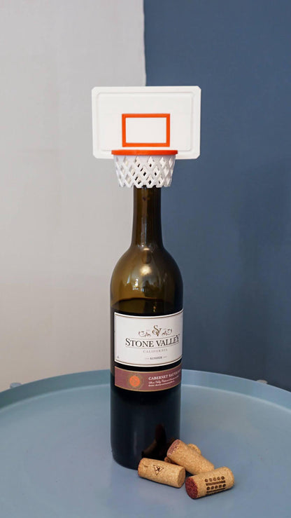 BACKSTOP | 3D Printed Basketball Wine Stopper, Backboard Cork, Funny Sports Bar Gift for Him