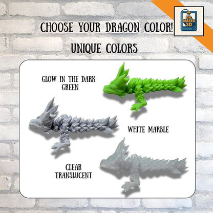 MEGALODON | Giant 3D Printed Articulated Dragon, XL Crystal Fidget Toy, Dragon Lover Fantasy Gift