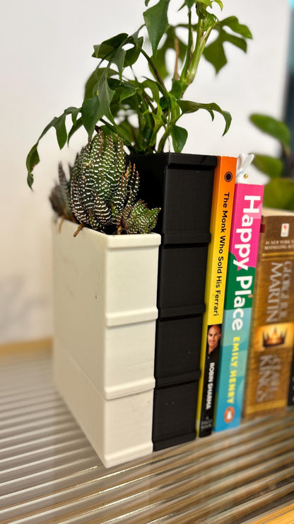 NOVEL | 3D Printed Book Shaped Bookend Planter, Succulent Pot, Book Lover Plant Gift