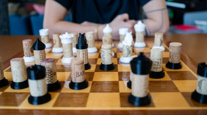 BUNG | 3D Printed Wine Cork Chess Pieces, Unique Chess Set Gift for Wine Lovers